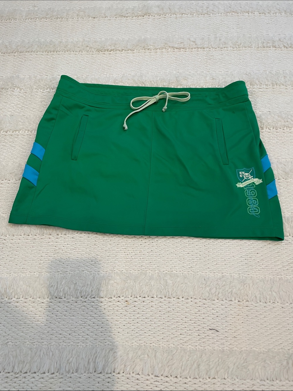 Vintage Y2K Athletic Drawstring swimsuit skirt coverup tennis green women size L